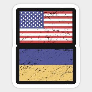 United States Flag & Ukraine Flag Sticker